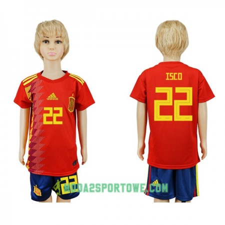 Koszulka Hiszpania Isco 22 Dziecięcy Mistrzostwa Świata 2018 Domowe Stroje Piłkarskie